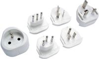 Zenitech Adaptateur de voyage set van 6-5 fiches mâles - blanc - compatibilité avec 100 pays - norme CE - sac de voyage gratuit