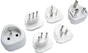 Zenitech Adaptateur de voyage set van 6-5 fiches mâles - blanc - compatibilité avec 100 pays - norme CE - sac de voyage gratuit