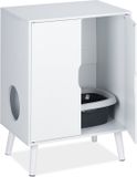Relaxdays Armoire pour chat avec portes 77x58x40 cm - blanc