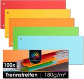 OfficeTree 100x Trennstreifen Papier bunt – Trennblätter 180 g/m² gelocht