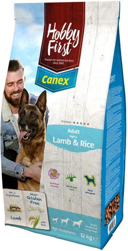HobbyFirst Canex Hondenvoer Adult Lam & Rijst - 12 kg