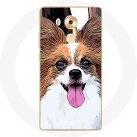 Maniacase Hoesje voor Huawei Mate 8 Continental Miniatuur Spaniël Vlinder Puppy Wit en bruin