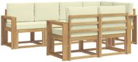 vidaXL Hoek loungeset 7-delig Wit en crèmekleurig Polyester