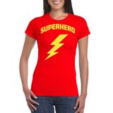 Bellatio Decorations Verkleed T-shirt voor dames - superheld - rood/geel - stripfiguren - carnaval M