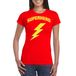 Bellatio Decorations Verkleed T-shirt voor dames - superheld - rood/geel - stripfiguren - carnaval M