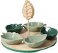 Excellent Houseware Tapas Serveerschaaltjes Leaf - Groen - Set van 5 stuks op dienblad