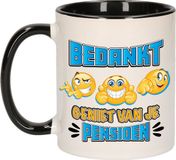 Bellatio Decorations Mok voor collega - afscheid/pensioen - blauw/zwart - keramiek - 300 ml