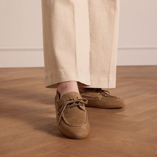 Manfield Dames Beige suède bootschoenen Maat 41