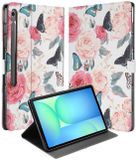 B2Ctelecom Étui livre Papillon Roses Samsung Galaxy Tab S10 FE Plus