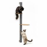 eyepower 132 cm Wandkrabpaal Luna met 2 Bamboe Planken - Katten Klimboom Sisal - Krabpaal met Muurbevestiging