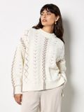 Apricot Trui met vetersluiting en pointelle-patroon