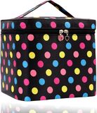 Merkloos / Sans marque Zokore Grote make-up tas, make-up tas, make-up tas met borstelhouder, multifunctionele tas met handvat, make-up cosmetische organizer voor dames en meisjes, zwart