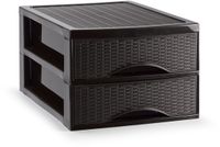 Plasticforte Ladekastje bureau organizer SORTED - 2 lades - donkerbruin - L26 x B35 x H19 cm - kunststof