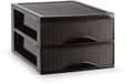 Plasticforte Ladekastje bureau organizer SORTED - 2 lades - donkerbruin - L26 x B35 x H19 cm - kunststof