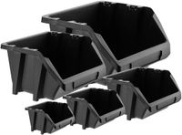 KADAX Workshop stapelkist, kleine sorteerdoos van PP-kunststof, opbergbox in verschillende maten en kleuren, opbergdozen voor gereedschapswand (zwart, set van 50 - 144 x 118 mm)