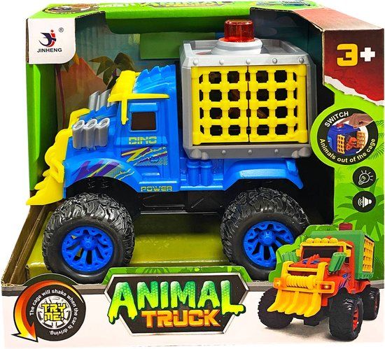 Basic Dino Truck Met Dino + Licht En Geluid - Blauw - Kunststof - Accu
