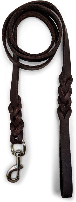 Brute Strength Hondenriem - 180cm - bruin - gevlochten leer