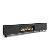 Skraut Home | TV-Meubel, Lowboard | Woonkamer, Eetkamer | 288x57x35 cm | Groot formaat TV | Elektrische haard XXL | Industrieel design | Moderne stijl | Zwart