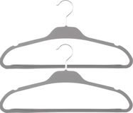Set van 15x stuks kunststof/rubber kledinghangers grijs 45 x 24 cm - Hangers kledingkast/kleerhangers