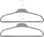 5five Set van 15x stuks kunststof/rubber kledinghangers grijs 45 x 24 cm - Kledingkast hangers/kleerhangers