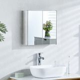 Bath Vida Tiano Badkamerkast met dubbele spiegel, wandmontage, roestvrij staal, moderne opbergkast (geen montage vereist)