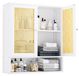 Armoire en bambou, 2 portes en rotin, étagère réglable, blanche