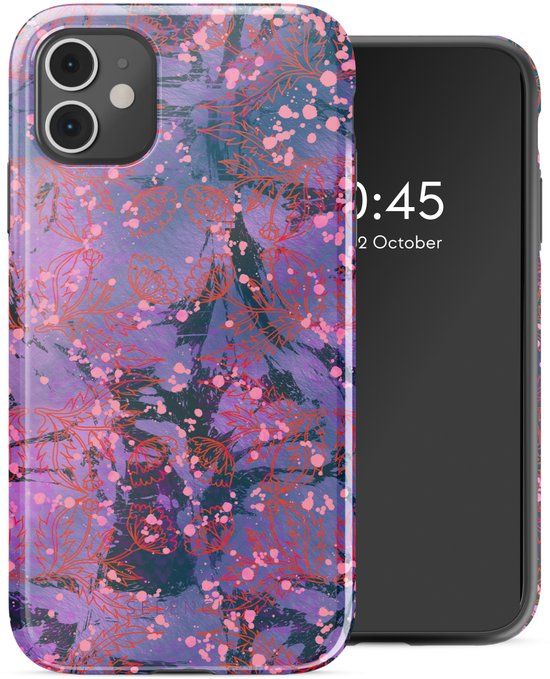 Selencia Hoesje - Geschikt voor Apple iPhone 11 - Backcover - Fresh Paint Flower Orange