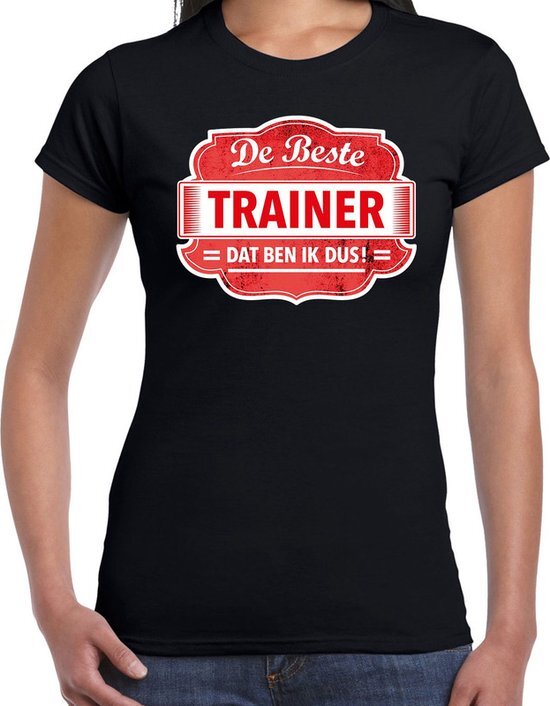 Bellatio Decorations Cadeau t-shirt voor de beste trainer zwart voor dames L