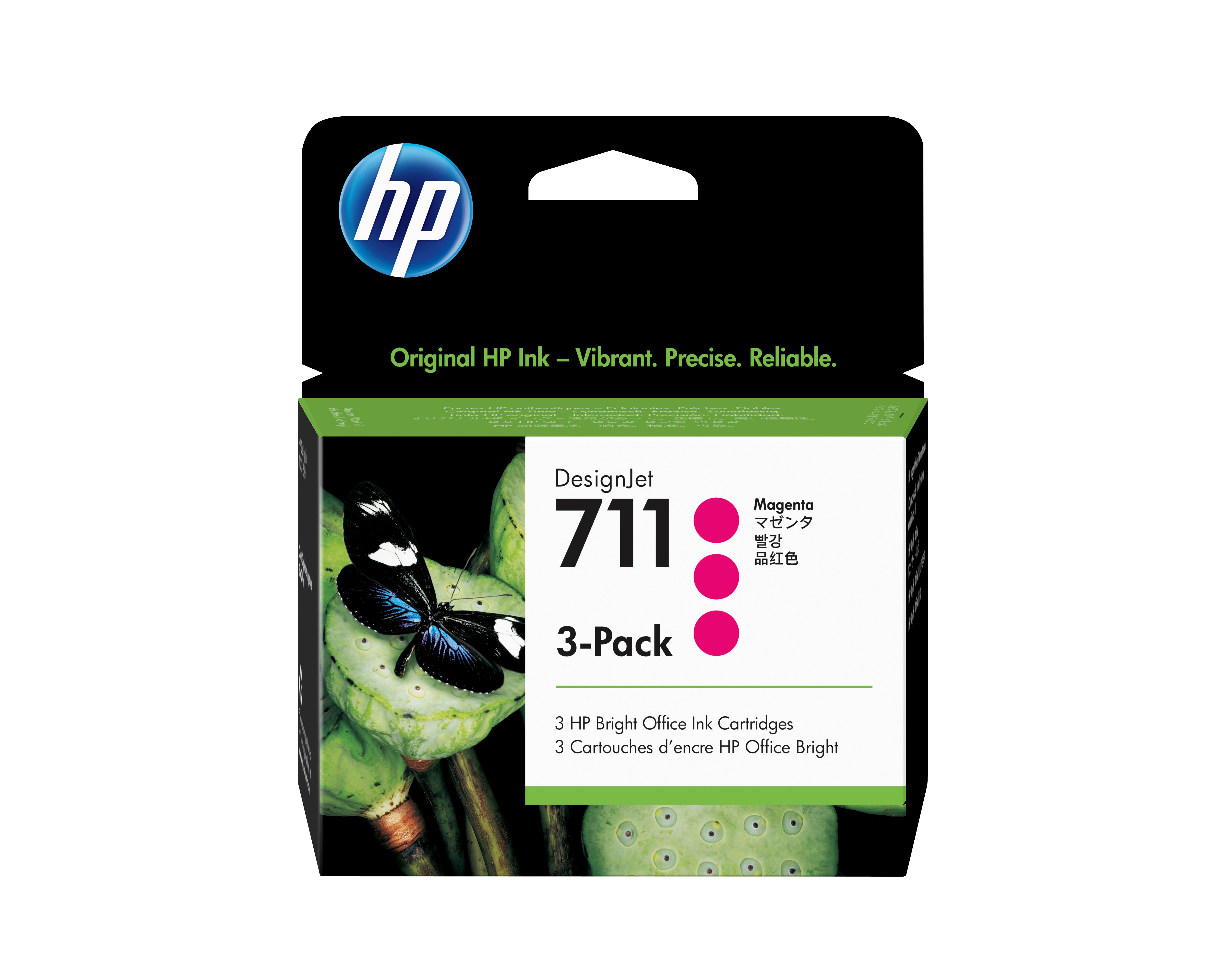 HP 711 Magenta DesignJet Ink Cartridges - 3 x 29ml