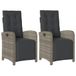 Fauteuils de jardin 2 pièces réglable avec repose-pieds poly rotin gris