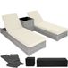 TecTake 403770 Set de lits de repos en osier avec table - Gris