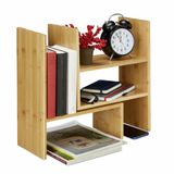 Relaxdays bureau organizer bamboe - boekenrek verstelbaar - 40 cm hoog