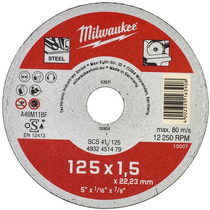 Milwaukee Doorslijpschijf Metaal SCS 41 / 125x1,5x22mm Contractor Series - 4932451479