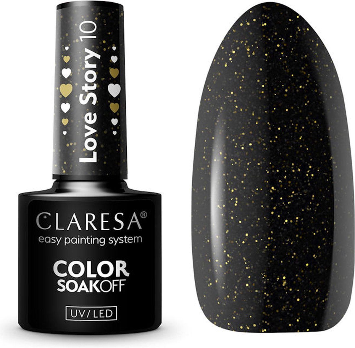 Claresa UV/LED Gellak Love Story #10 – 5ml. - Zwart, Glitter - 5903819817898