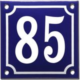 EmailleDesign Emaille huisnummer blauw/wit nr. 85