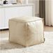 BOG Ottoman Hoes Handgemaakt - Vierkante Poefhoes 45x45 cm - Beige Kunstleer Marokkaanse Stijl