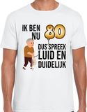 Bellatio Decorations Cadeau T-shirt heren - leeftijd 80 jaar - wit - luid en duidelijk - verjaardagsfeest XXL