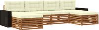 vidaXL - Bank loungeset - 4 zitplekken - Massief Acacia Hout - Natuurlijk en crème