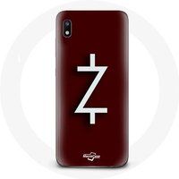 Maniacase Hoesje voor Samsung Galaxy A10 Ozark Seizoen 4 Z Logo Wit Rode Achtergrond