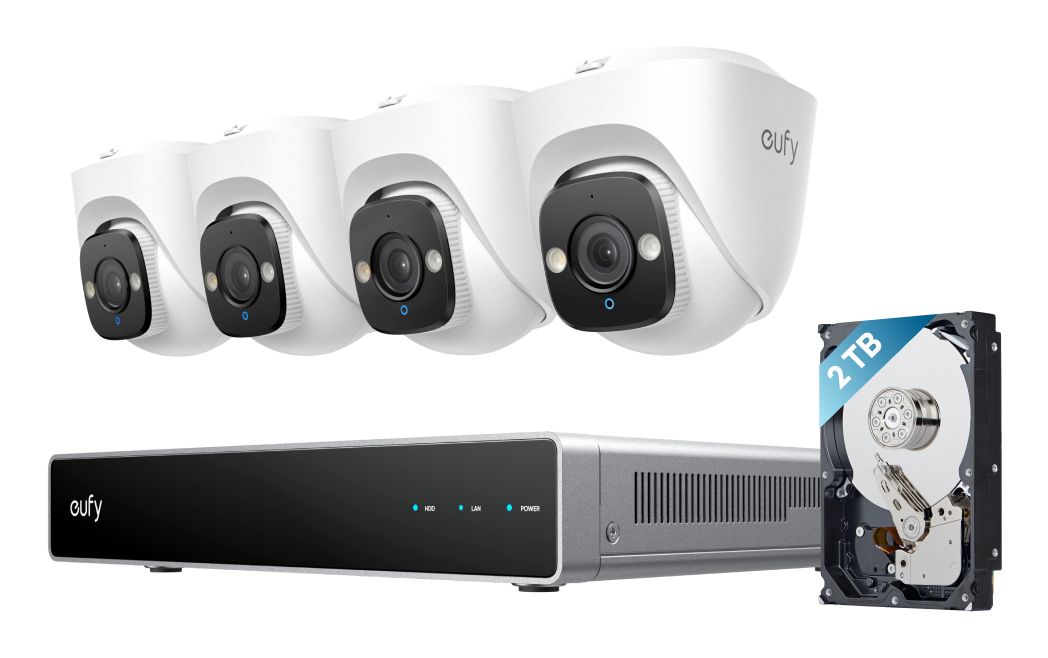 Eufy PoE NVR Security System E41, 4 x 4K Turret Cameras, Wired Outdoor Camera, 2TB HD