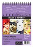 Daler Rowney Mixed Media Spiral Sketchpad A5 Portrait 250gsm 30 Pages Made in England