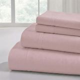 Modern Threads Zachte effen microvezel lakens - luxe microvezel lakens - inclusief plat laken, hoeslaken met diepe zakken en kussenslopen, Cameo Rose Full