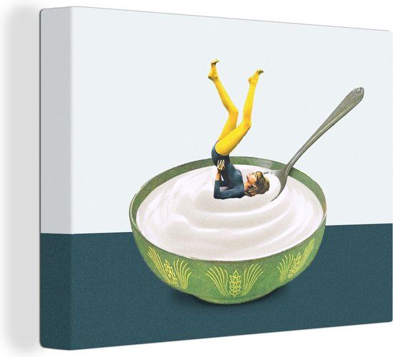 OneMillionCanvasses Canvas Schilderij - Abstract Yoghurt - 80x60 cm
