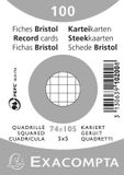 Exacompta 100 steekkaarten bristol in folie - geruit 5x5 niet geperforeerd 74x105mm, Wit