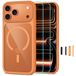 Tech-Protect MagOne MagSafe CC + Étui en verre, lot de 2, pour Apple iPhone 17 Pro Max / 18 Pro Max, couleur orange cosmique/transparent