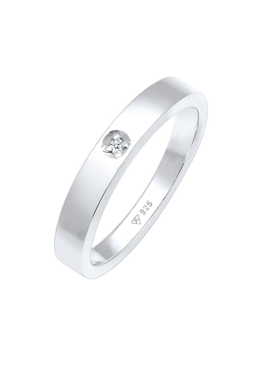 Elli DIAMONDS Ring Solitaire Classic met Diamant (0.015 ct.) in 925 Sterling Zilver Dames