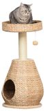 StarTech Kraboom Katzenboom - Kraboom voor katten - Met holte - 2 niveaus - Sisalstammen - Pluche - 82,5 cm - Geel