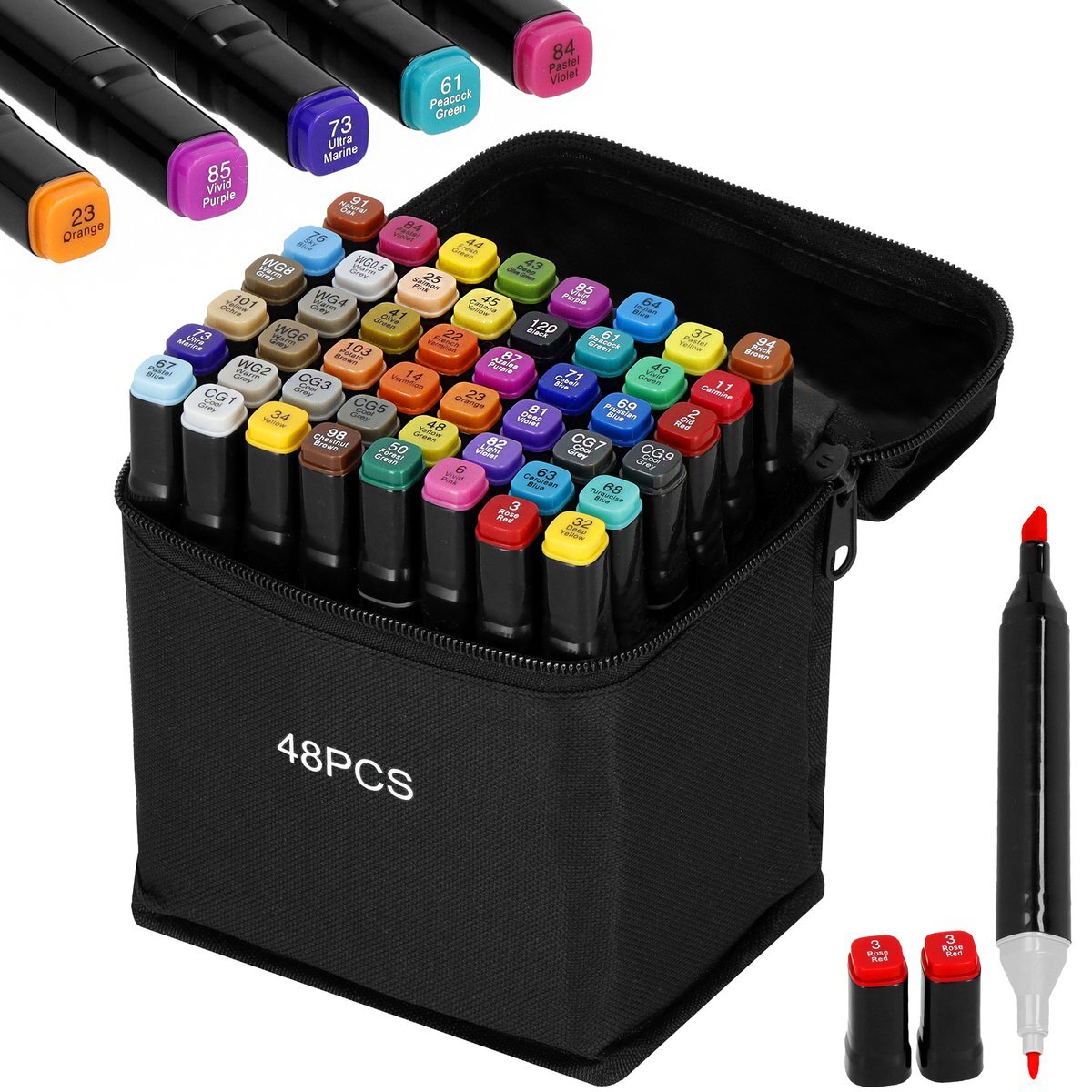 springos Twinmarkers - Alcohol Markers - Stiften Voor Volwassenen - 48 Stuks - Multicolor