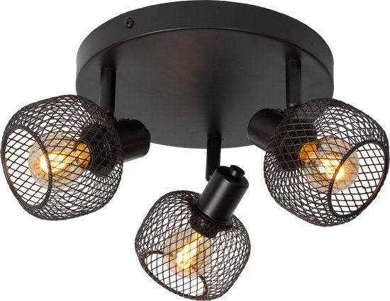 Lucide MAREN - Plafondspot - Ø 37 cm - 3xE14 - Zwart - Dimbaar