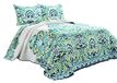 Lush Decor Clara Quilt Tweezijdige beddengoedset, 3-delig, kingsize, blauw en groen